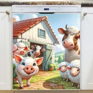 Adorable Farmhouse Animals Magnetic Dishwasher Door Cover