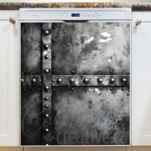 Rusted Metal with Bolts Magnetic Dishwasher Door Cover