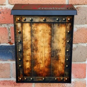 Rustic Wooden Door Colonial Mailbox Cover