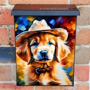 Sweet Cowboy Goldie Puppy Colonial Mailbox Cover