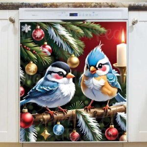 Christmas Birds on the Tree Magnetic Dishwasher Door Cover