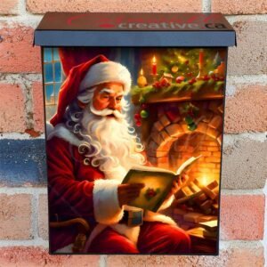 Santa in a Cozy Room Colonial Mailbox Cover