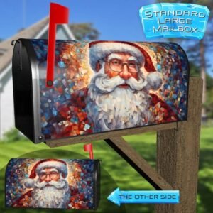 Santa Claus Mosaic Portrait Rural Farm Mailbox Cover