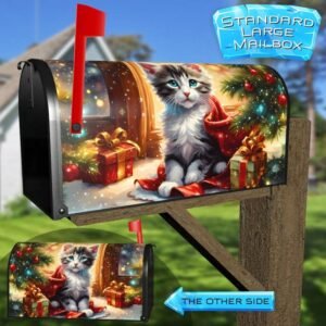 A Kitten for Christmas Rural Farm Mailbox Cover