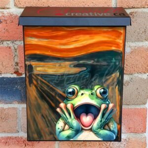 Scream by Edvard Munch with a Frog  Colonial Mailbox Cover