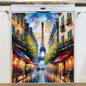 Rainy Day in Paris with the Eiffel Tower Magnetic Dishwasher Door Cover