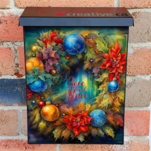 Love and Piece Christmas Wreath Colonial Mailbox Cover