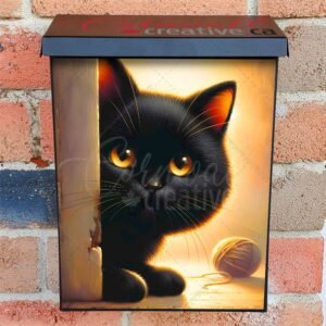 Peeking Black Cat Colonial Mailbox Cover