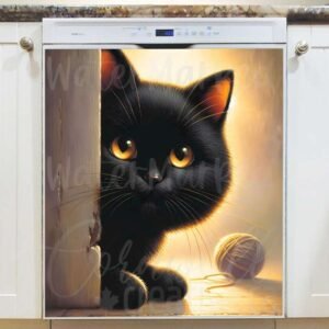 Peeking Black Cat Magnetic Dishwasher Door Cover