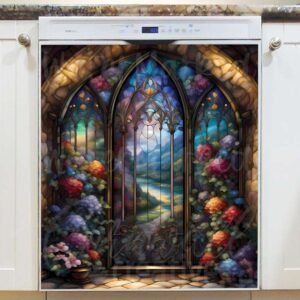 Stained Glass Gate to the River Magnetic Dishwasher Door Cover