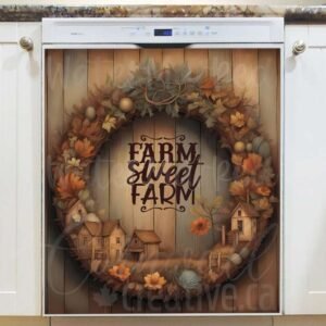 Farm Sweet Farm Wreath Magnetic Dishwasher Door Cover