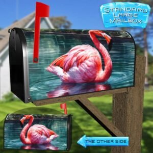 Flamingo in the Swimming Pool Rural Farm Mailbox Cover