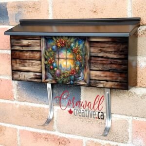 Christmas Wreath with Winter Landscape Wall-mounted Townhouse Mailbox Cover