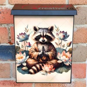Cute Raccoon Buddha Colonial Mailbox Cover