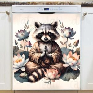 Cute Raccoon Buddha Magnetic Dishwasher Door Cover