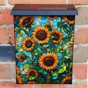 Stained Glass Sunflower Field Colonial Mailbox Cover