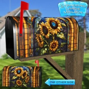 Stained Glass Lovely Sunflowers Rural Farm Mailbox Cover