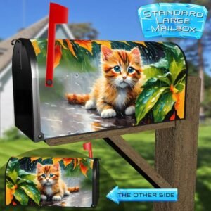 Kitten in the Summer Rain Rural Farm Mailbox Cover