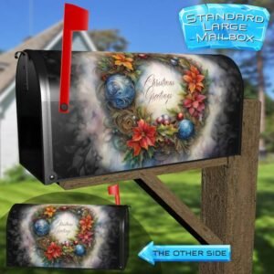 Christmas Greetings Wreath Rural Farm Mailbox Cover