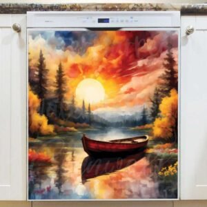 Fishing Boat on the Lake Magnetic Dishwasher Door Cover