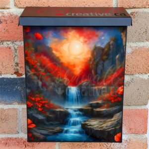 Poppies Around the Waterfall Colonial Mailbox Cover