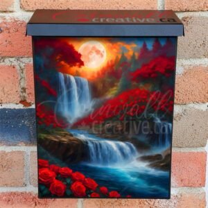 Roses Around the Waterfall Colonial Mailbox Cover