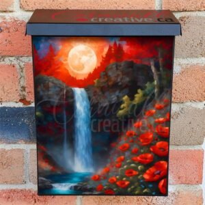 Poppies at the Waterfall Colonial Mailbox Cover