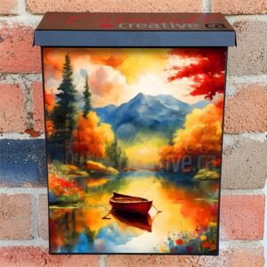 Summer Lake with Fishing Boat Colonial Mailbox Cover