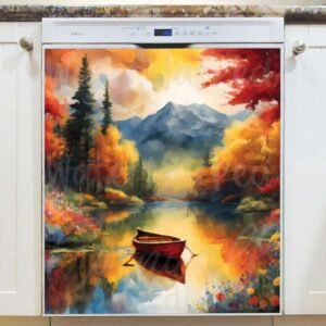 Summer Lake with Fishing Boat Magnetic Dishwasher Door Cover