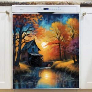 The Old Mill at Night Magnetic Dishwasher Door Cover