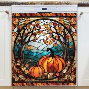 Stained Glass Pumpkins  Magnetic Dishwasher Door Cover
