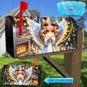 Blue Eyed Christmas Angel Rural Farm Mailbox Cover