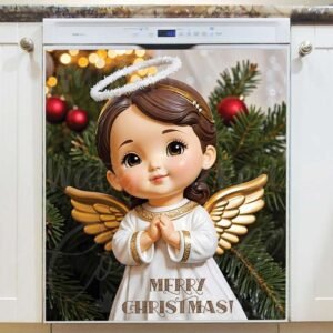 Christmas Angel Figurine  Magnetic Dishwasher Door Cover