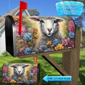 Cute Lamb in the Garden Rural Farm Mailbox Cover
