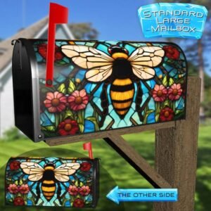 Stained Glass Beautiful Bumblebee Rural Farm Mailbox Cover