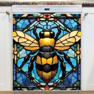 Stained Glass Pretty Bumblebee Magnetic Dishwasher Door Cover