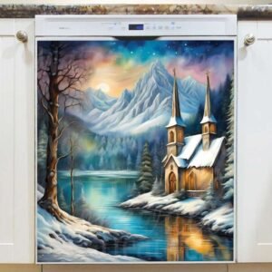 Christmas Morning Church Magnetic Dishwasher Door Cover