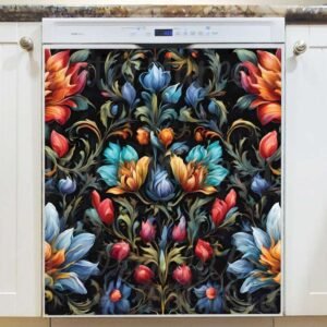 Russian Floral Design Magnetic Dishwasher Door Cover