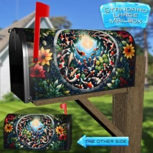 Stained Glass Koi Fish Pond Rural Farm Mailbox Cover