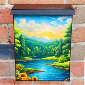Sunset at the Summer River Colonial Mailbox Cover