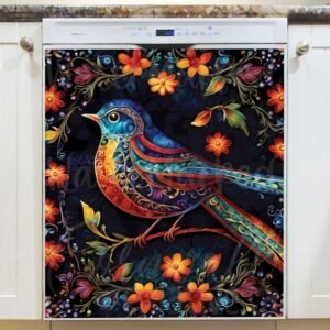 Eastern European Folk Bird Magnetic Dishwasher Door Cover