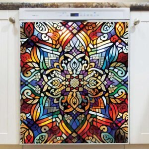 Stained Glass Mandala Art Magnetic Dishwasher Door Cover