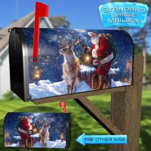 Santa on the Roof Rural Farm Mailbox Cover