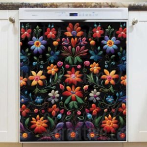 Little Polish Folklore Flowers Magnetic Dishwasher Door Cover