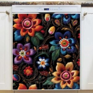 Beautiful Hungarian Folk Design Magnetic Dishwasher Door Cover