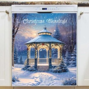 Beautiful Christmas Gazebo Magnetic Dishwasher Door Cover