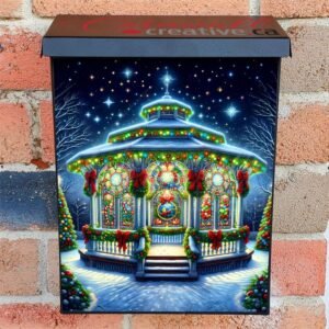 Stained Glass Christmas Gazebo Colonial Mailbox Cover