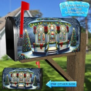 Stained Glass Christmas Gazebo Rural Farm Mailbox Cover