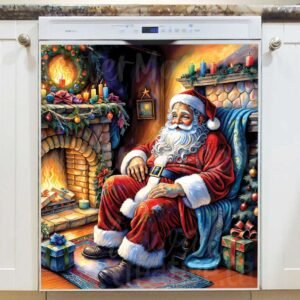 Tired Santa Claus Magnetic Dishwasher Door Cover