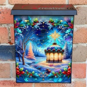 Stained Glass Winter Gazebo Colonial Mailbox Cover